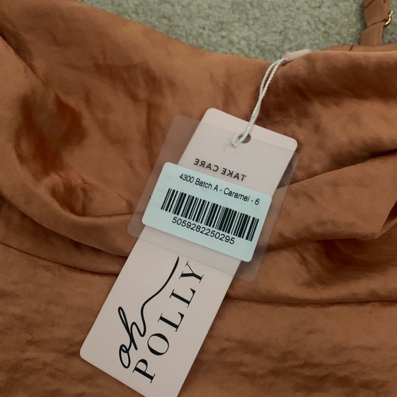 Oh polly Knot Strap Cowl Mini Dress in Caramel - Picture 4 of 5